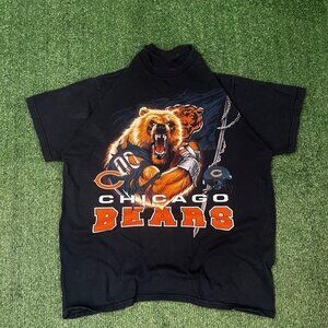 Chicago Bears Rare Graphic T-Shirt Retro NFL Football Tee Black Gildan